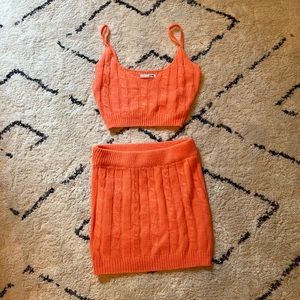 Fashion Nova Coral knit 2-piece set medium